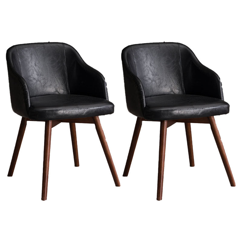 Contemporary Beech Solid Back Arm Chair Matte Finish Upholstered Dining Chair