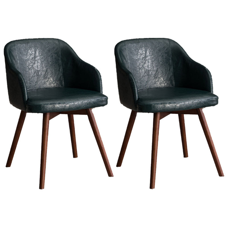 Contemporary Beech Solid Back Arm Chair Matte Finish Upholstered Dining Chair