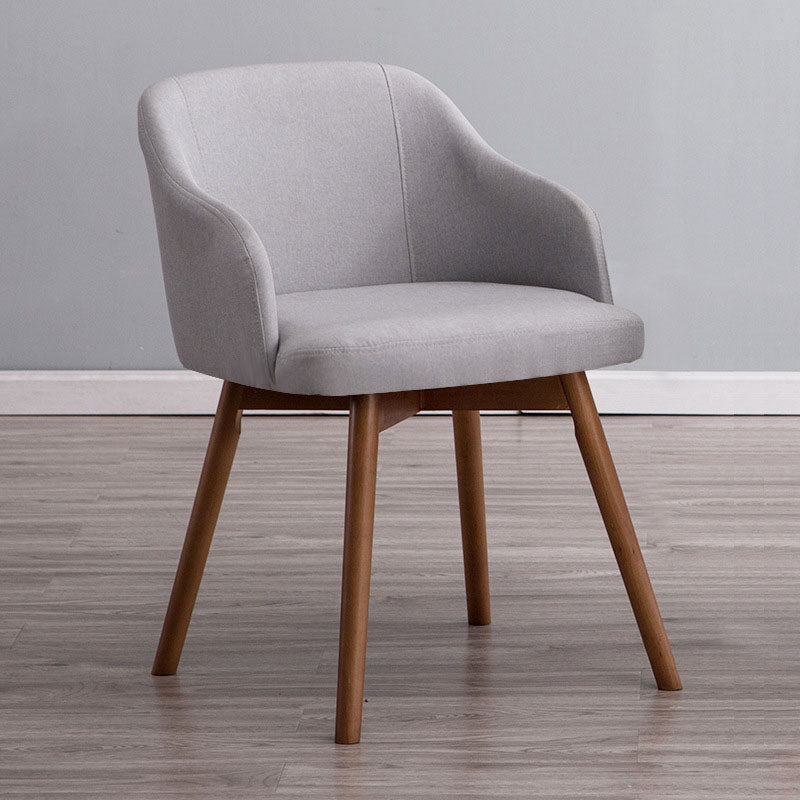Contemporary Beech Solid Back Arm Chair Matte Finish Upholstered Dining Chair