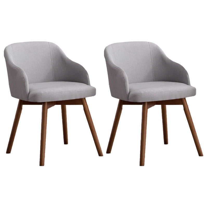 Contemporary Beech Solid Back Arm Chair Matte Finish Upholstered Dining Chair