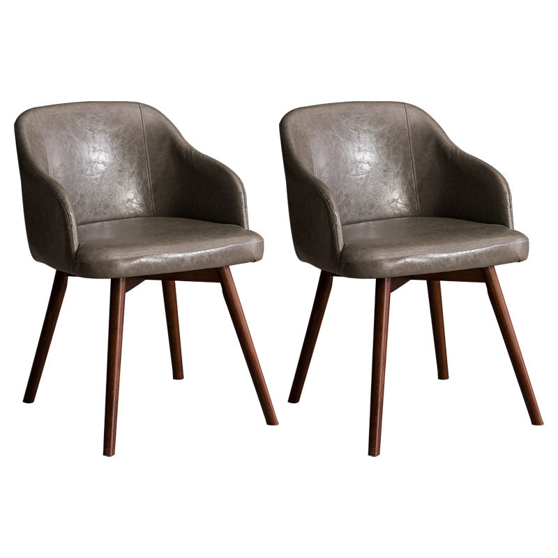 Contemporary Beech Solid Back Arm Chair Matte Finish Upholstered Dining Chair