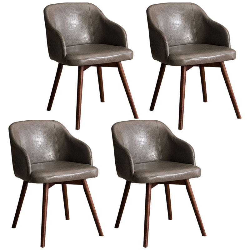 Contemporary Beech Solid Back Arm Chair Matte Finish Upholstered Dining Chair