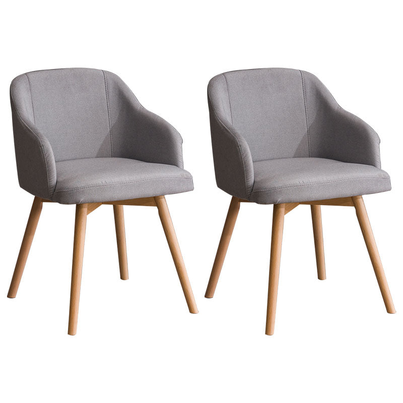Contemporary Beech Solid Back Arm Chair Matte Finish Upholstered Dining Chair