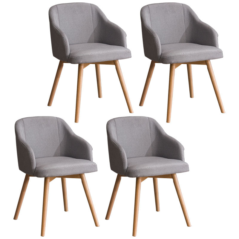 Contemporary Beech Solid Back Arm Chair Matte Finish Upholstered Dining Chair