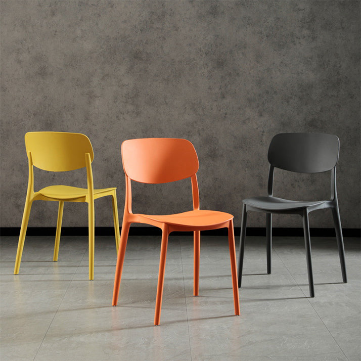 Sillas modernas de comedor y acento Silla sin brazos con respaldo abierto de plástico para interiores y exteriores