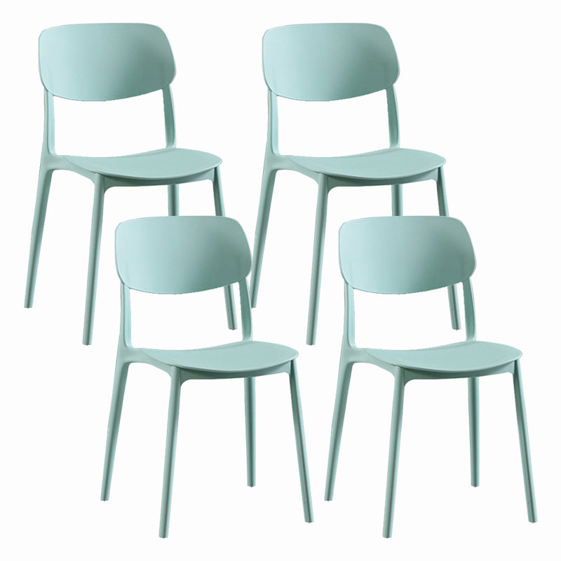 Sillas modernas de comedor y acento Silla sin brazos con respaldo abierto de plástico para interiores y exteriores