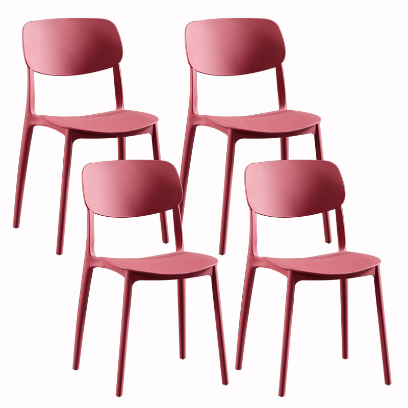 Sillas modernas de comedor y acento Silla sin brazos con respaldo abierto de plástico para interiores y exteriores