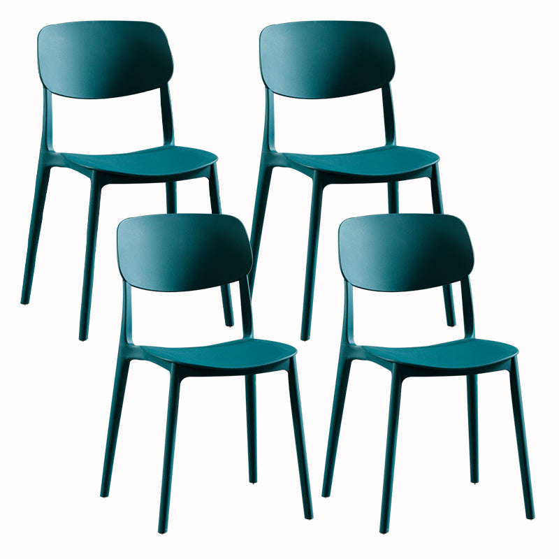 Sillas modernas de comedor y acento Silla sin brazos con respaldo abierto de plástico para interiores y exteriores