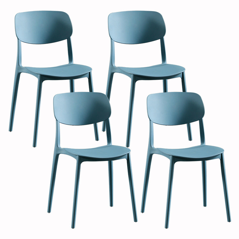 Sillas modernas de comedor y acento Silla sin brazos con respaldo abierto de plástico para interiores y exteriores