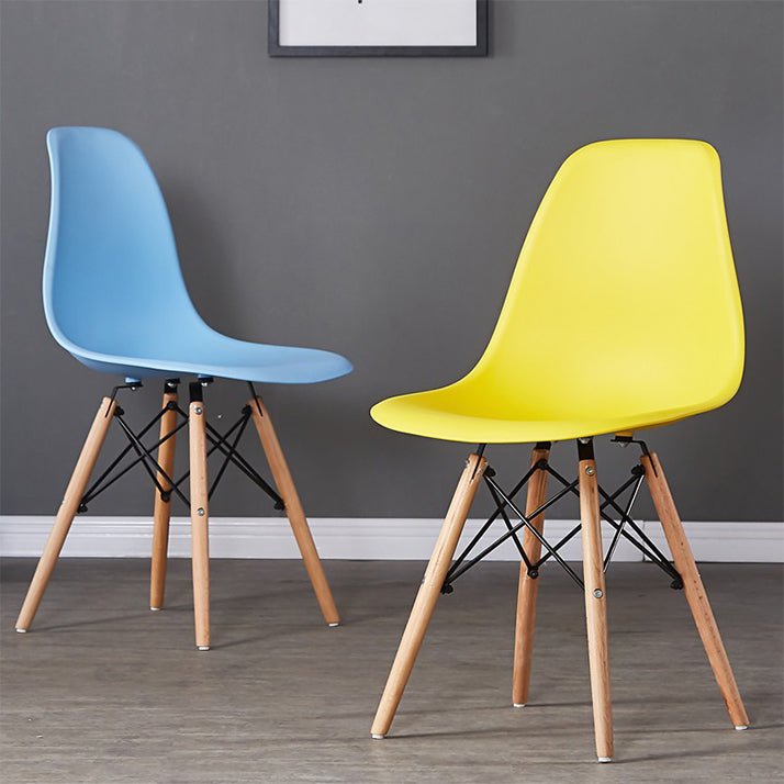 Wood Scandinavian Kitchen Dining Chair Solid Back Side Chair