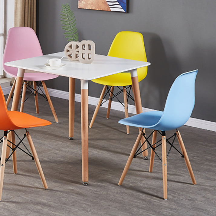 Wood Scandinavian Kitchen Dining Chair Solid Back Side Chair