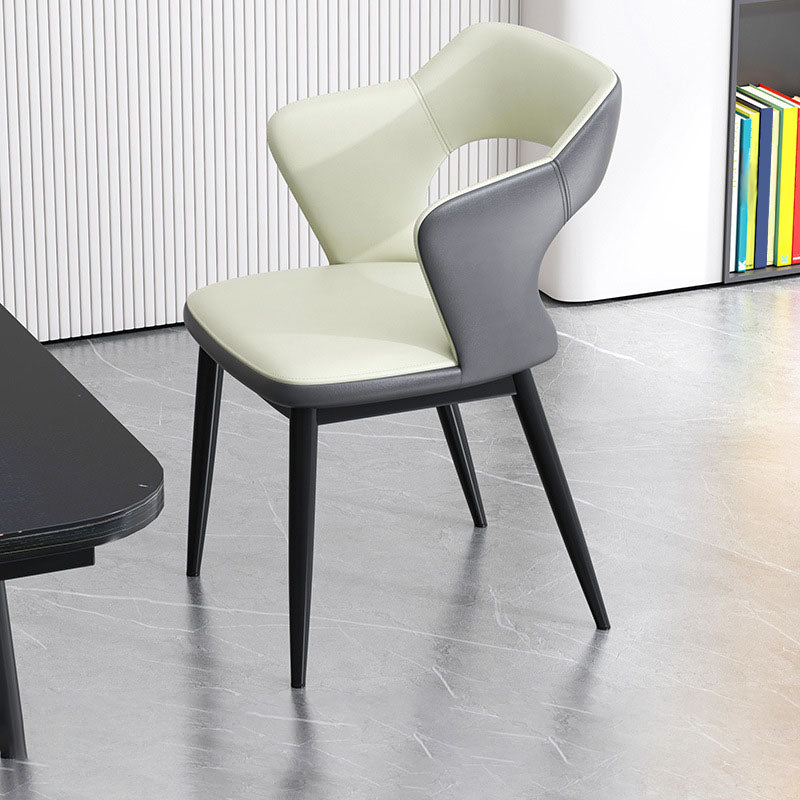 Silla de comedor tapizada casera contemporánea con respaldo abierto y acabado mate