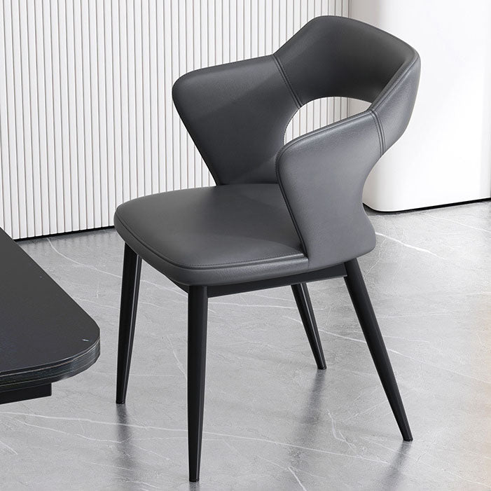 Silla de comedor tapizada casera contemporánea con respaldo abierto y acabado mate