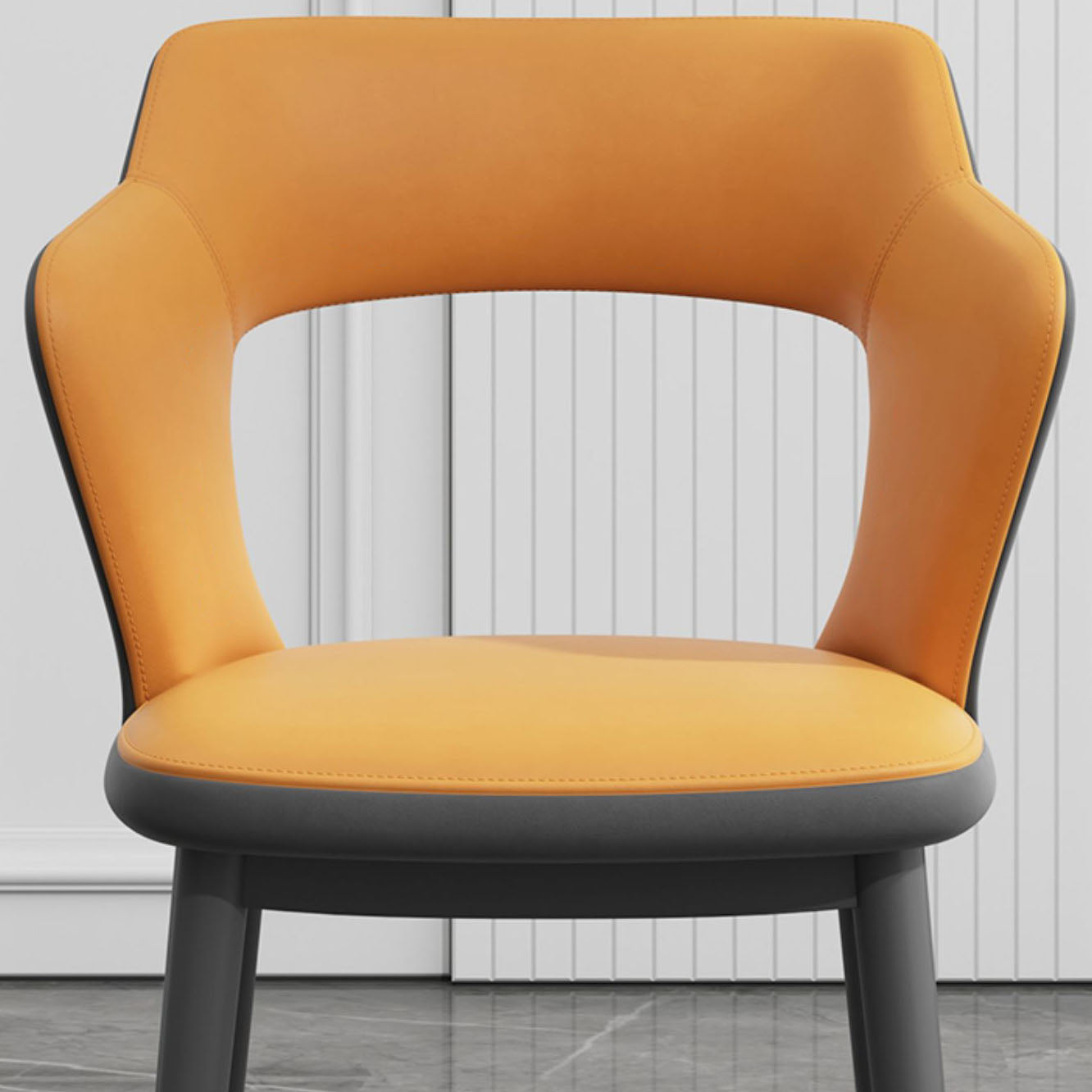 Silla de comedor tapizada casera contemporánea con respaldo abierto y acabado mate