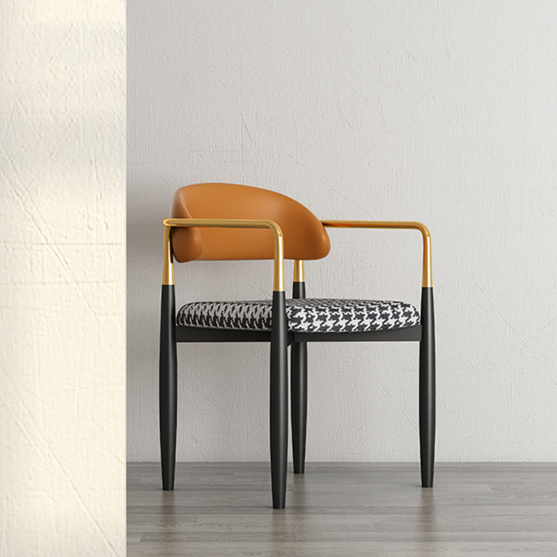 Silla de comedor casera tapizada contemporánea con respaldo abierto y acabado mate
