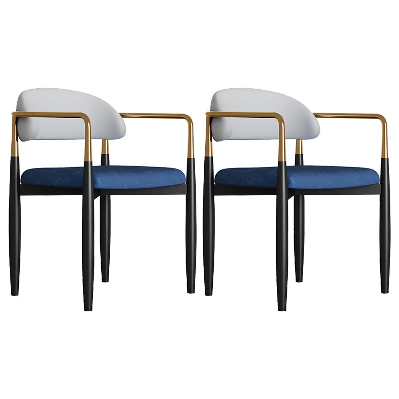 Silla de comedor casera tapizada contemporánea con respaldo abierto y acabado mate