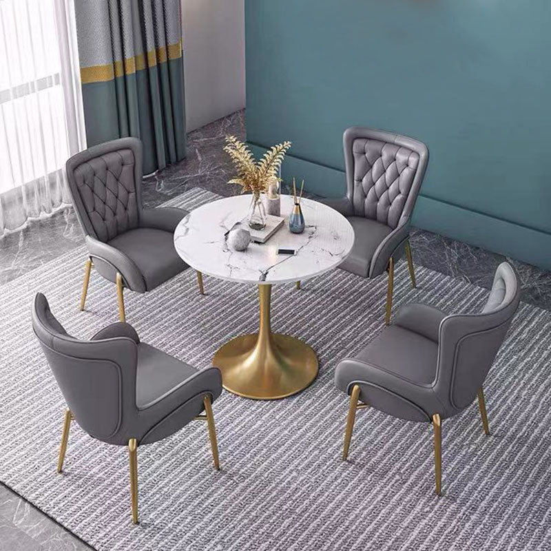 Glam pu lederen eetkamerstoelen metalen eetstoel stoel voor thuisgebruik
