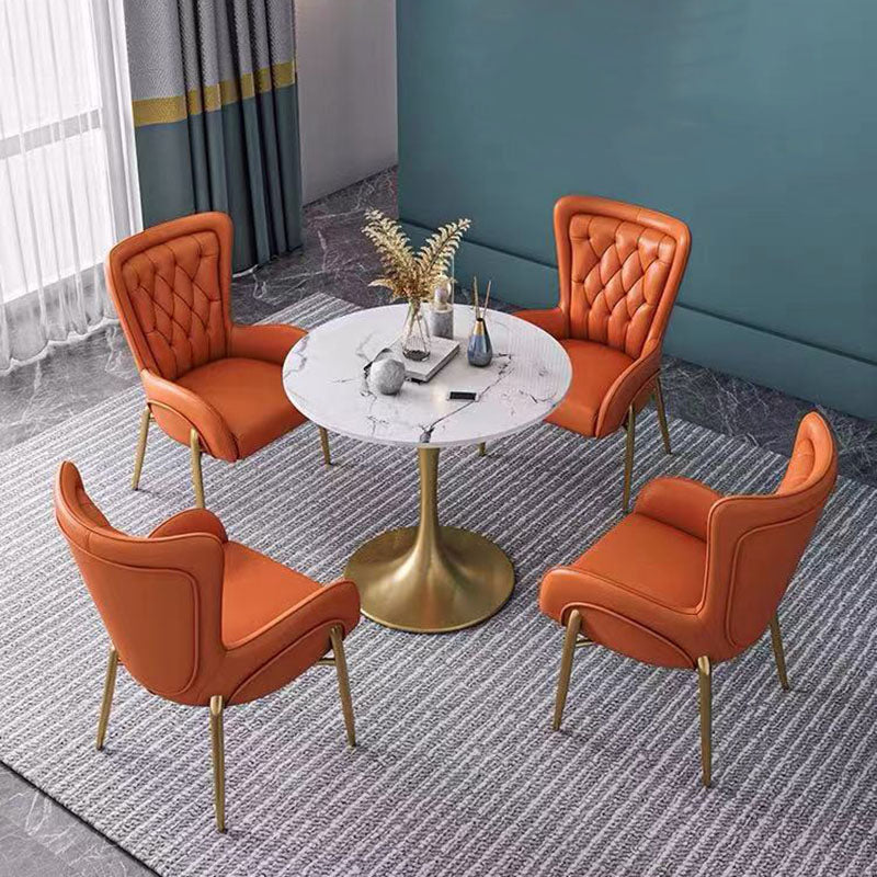 Glam pu lederen eetkamerstoelen metalen eetstoel stoel voor thuisgebruik