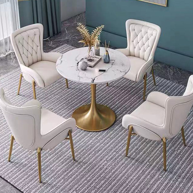 Glam pu lederen eetkamerstoelen metalen eetstoel stoel voor thuisgebruik