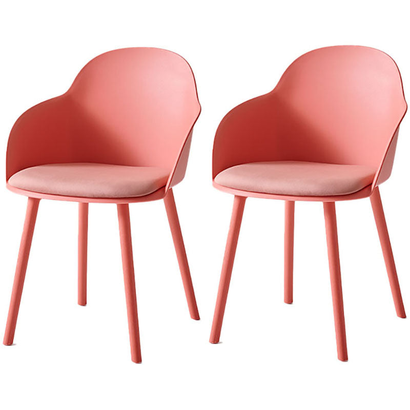 Sillas de comedor contemporáneas con respaldo sólido, sillas laterales con brazos y patas de plástico