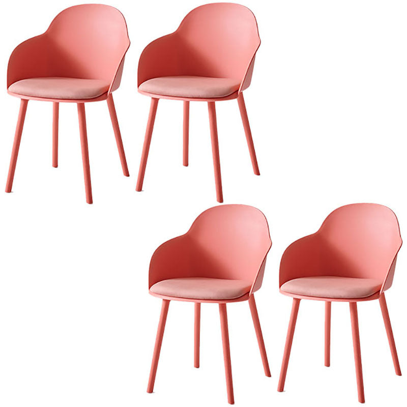 Sillas de comedor contemporáneas con respaldo sólido, sillas laterales con brazos y patas de plástico