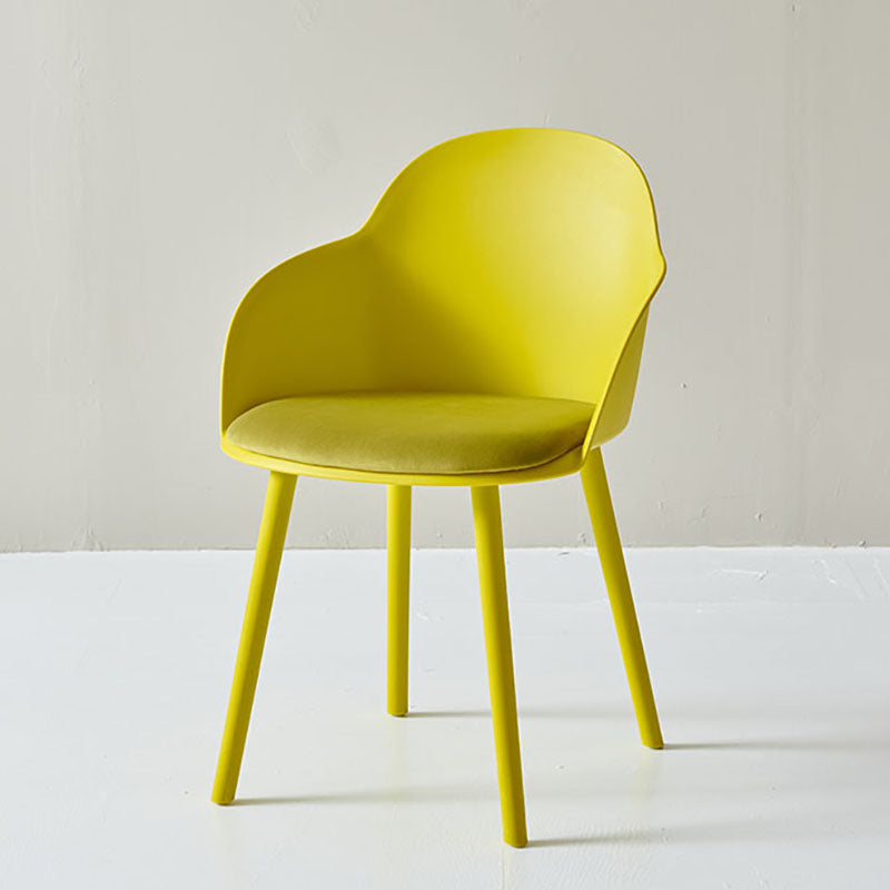 Sillas de comedor contemporáneas con respaldo sólido, sillas laterales con brazos y patas de plástico