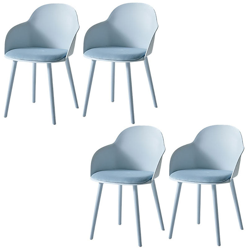 Sillas de comedor contemporáneas con respaldo sólido, sillas laterales con brazos y patas de plástico