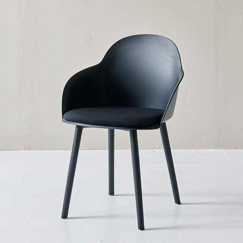 Sillas de comedor contemporáneas con respaldo sólido, sillas laterales con brazos y patas de plástico