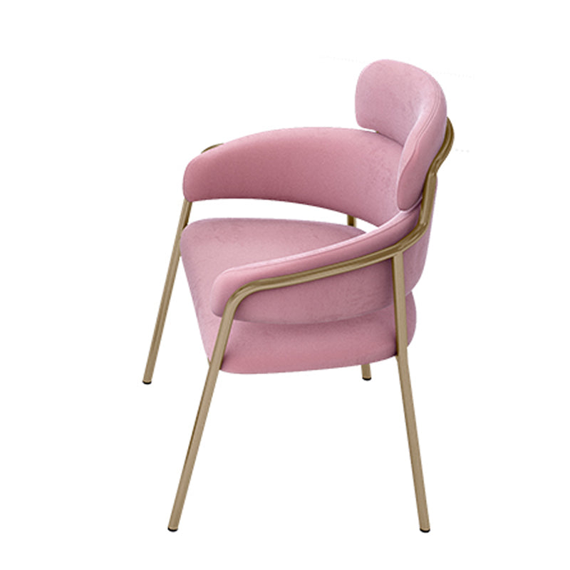 Sillas de comedor con brazo de terciopelo Glam, silla de comedor de metal para uso en restaurantes