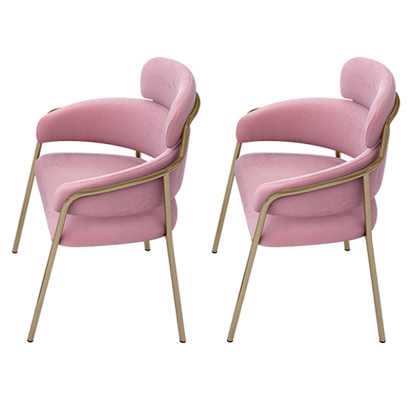 Sillas de comedor con brazo de terciopelo Glam, silla de comedor de metal para uso en restaurantes