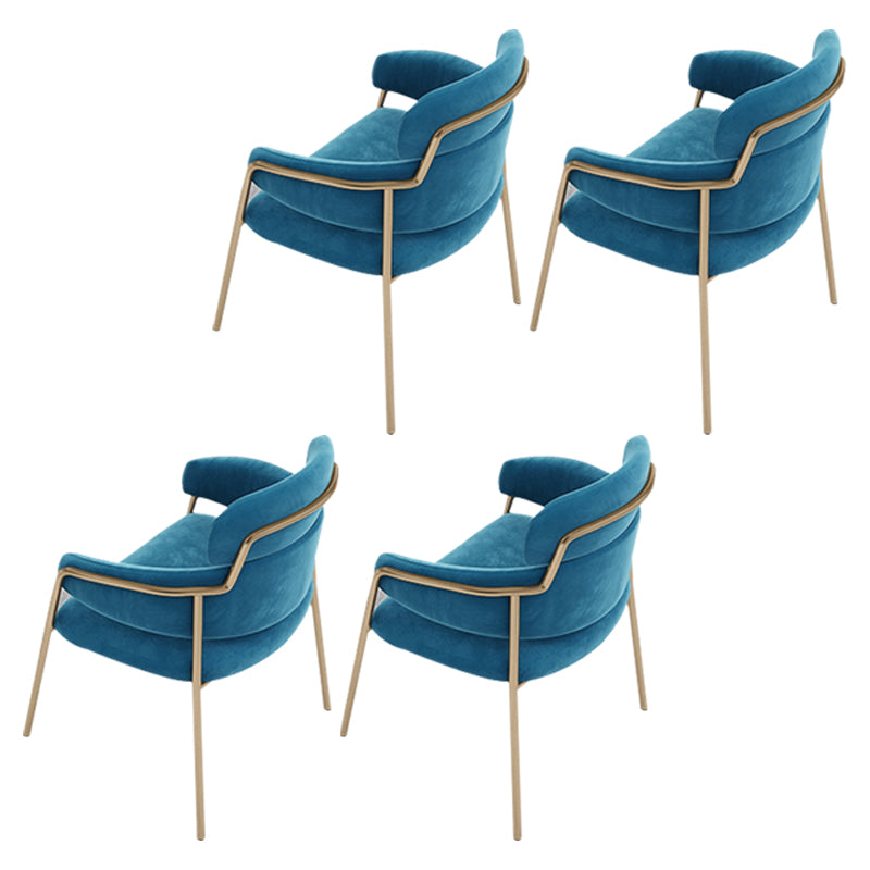 Sillas de comedor con brazo de terciopelo Glam, silla de comedor de metal para uso en restaurantes