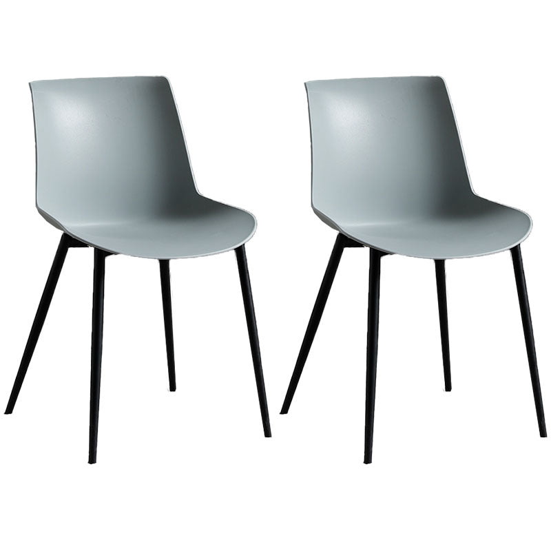Sillas de comedor estilo moderno Silla auxiliar sin brazos con patas de metal