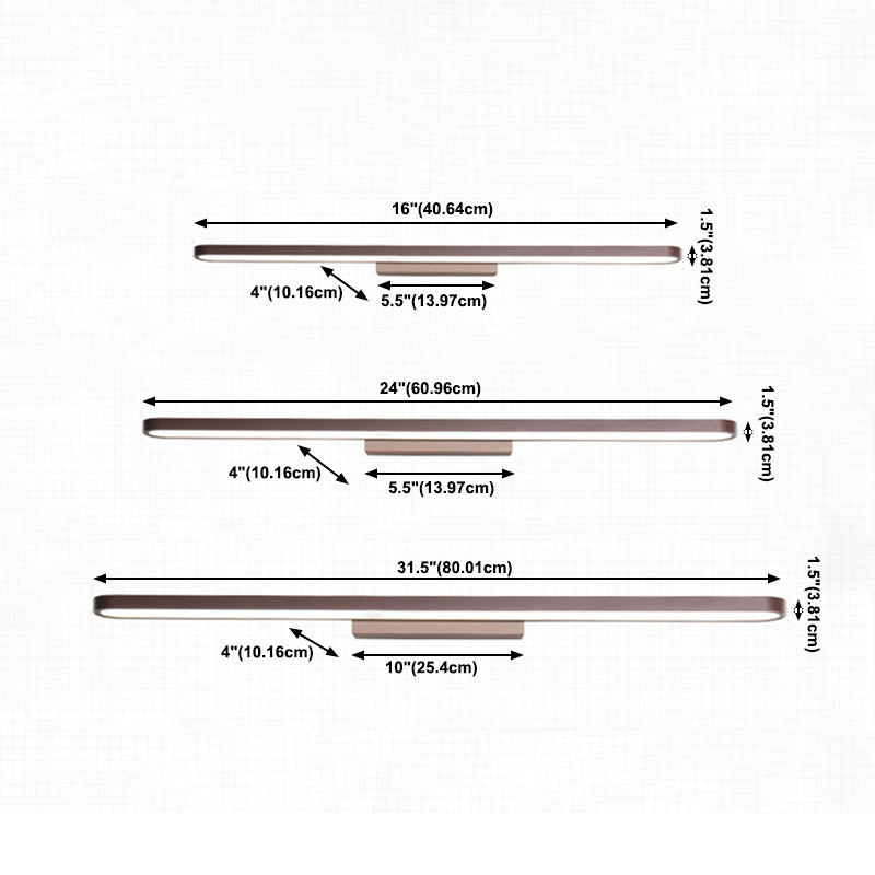 Luce da parete a forma lineare in stile moderno in metallo 1 luci lampada con doccia per doccia