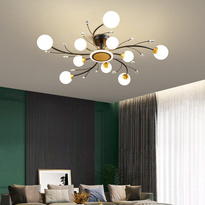 Plafonnier Simplicity en métal, éclairage semi-monté pour chambre à coucher, noir