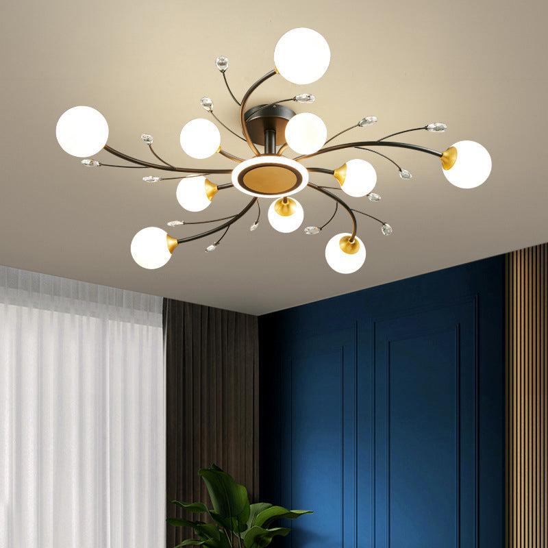 Plafonnier Simplicity en métal, éclairage semi-monté pour chambre à coucher, noir