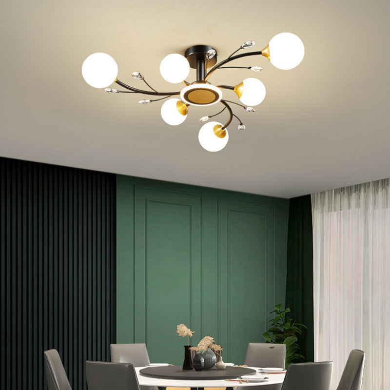 Plafonnier Simplicity en métal, éclairage semi-monté pour chambre à coucher, noir
