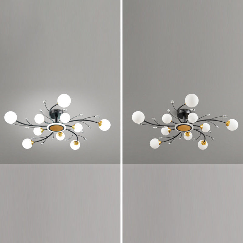 Plafonnier Simplicity en métal, éclairage semi-monté pour chambre à coucher, noir