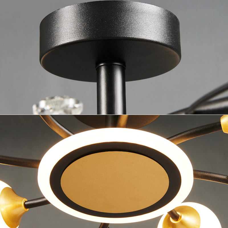 Plafonnier Simplicity en métal, éclairage semi-monté pour chambre à coucher, noir