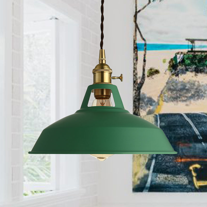 Green Barn Ceiling Light Industrial Stylish Metal 1 Light Living Room Pendant Lamp with Plug-In Cord