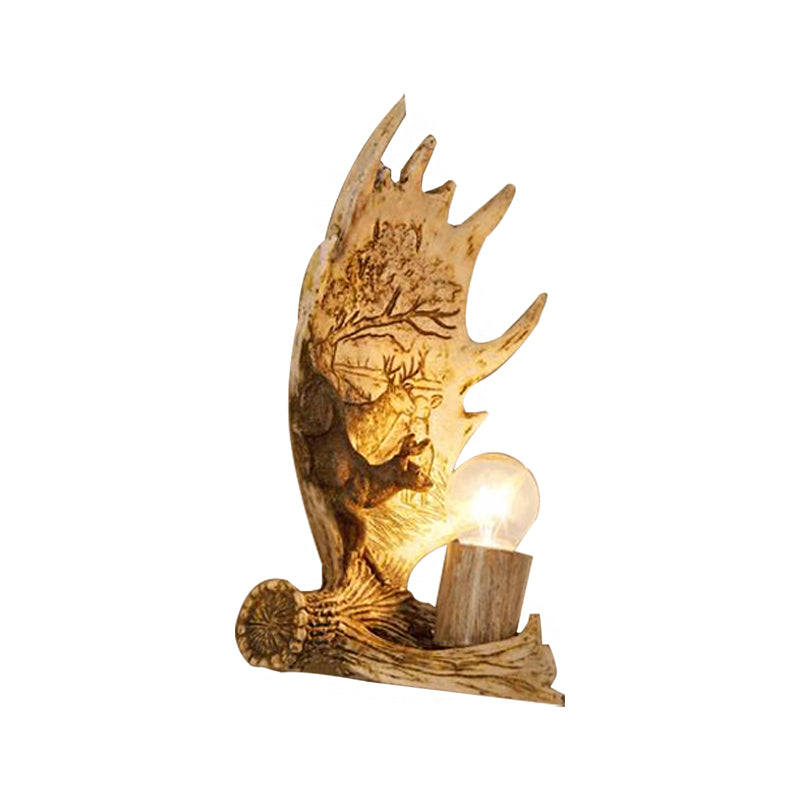 1 Light Marble Wall Lamp Modern Style Bronze Cylinder Dining Room Sconce Light Fixture with Elk