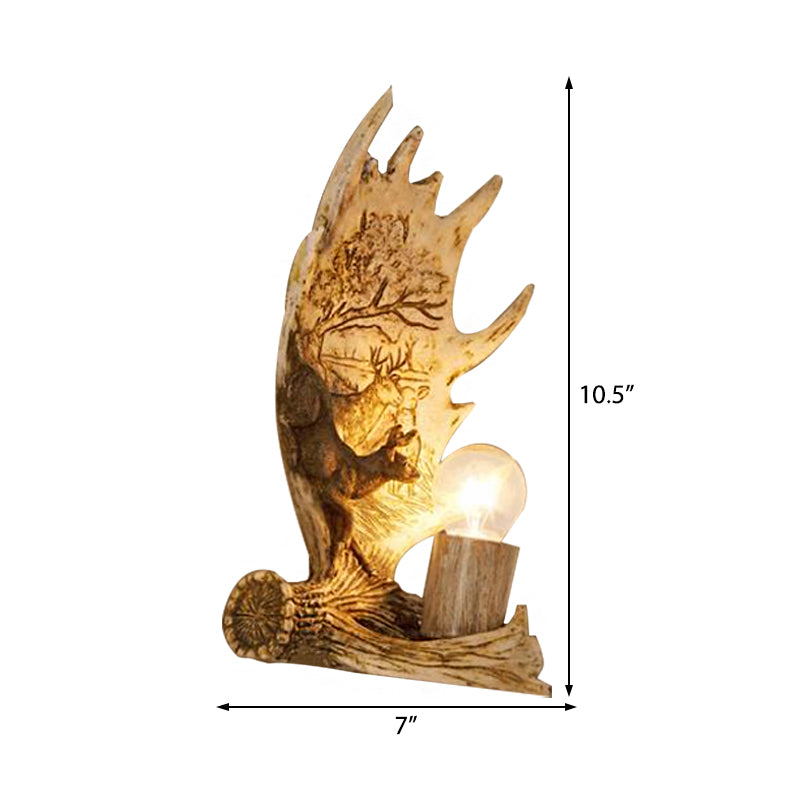 1 Light Marble Wall Lamp Modern Style Bronze Cylinder Dining Room Sconce Light Fixture with Elk