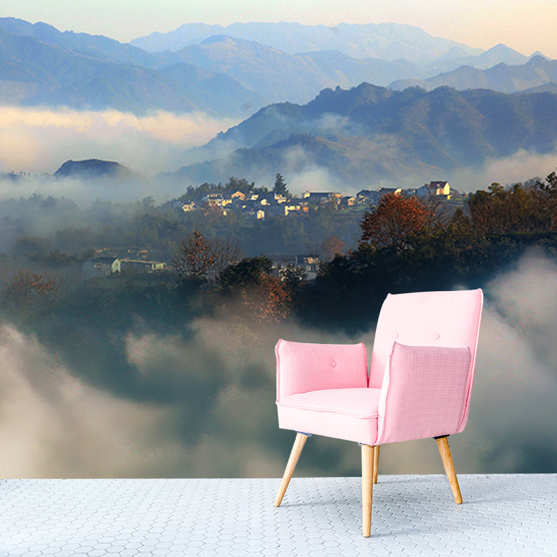 Modern Style Wall Mural Wallpaper Village Sitting Room Wall Mural