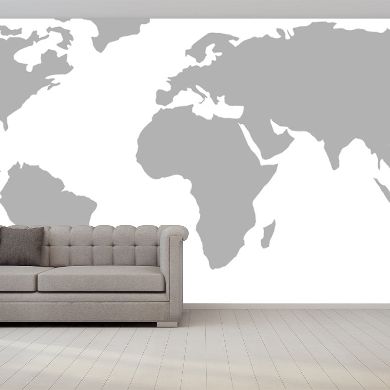 Illustration Stain Resistant Wallpaper World Map Living Room Wall Mural