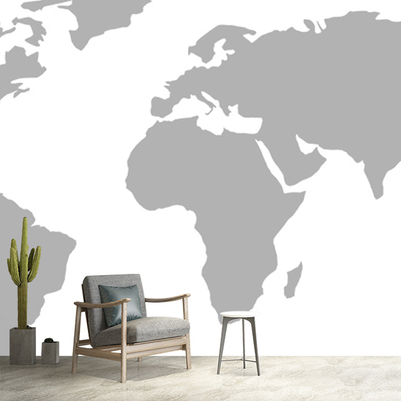 Illustration Stain Resistant Wallpaper World Map Living Room Wall Mural