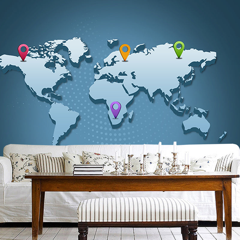 Modern Style Wall Mural Wallpaper World Map Bedroom Wall Mural
