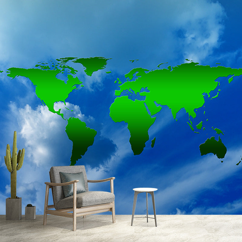 Washable Stain Resistant Wall Mural Wallpaper World Map Sitting Room Wall Mural