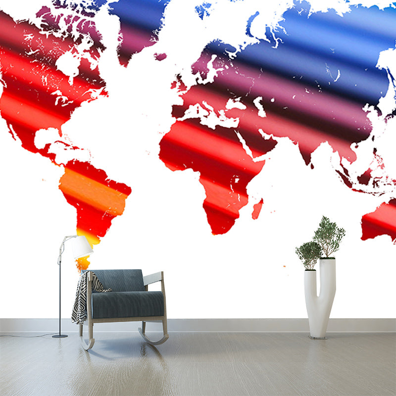 Washable Stain Resistant Wall Mural Wallpaper World Map Sitting Room Wall Mural