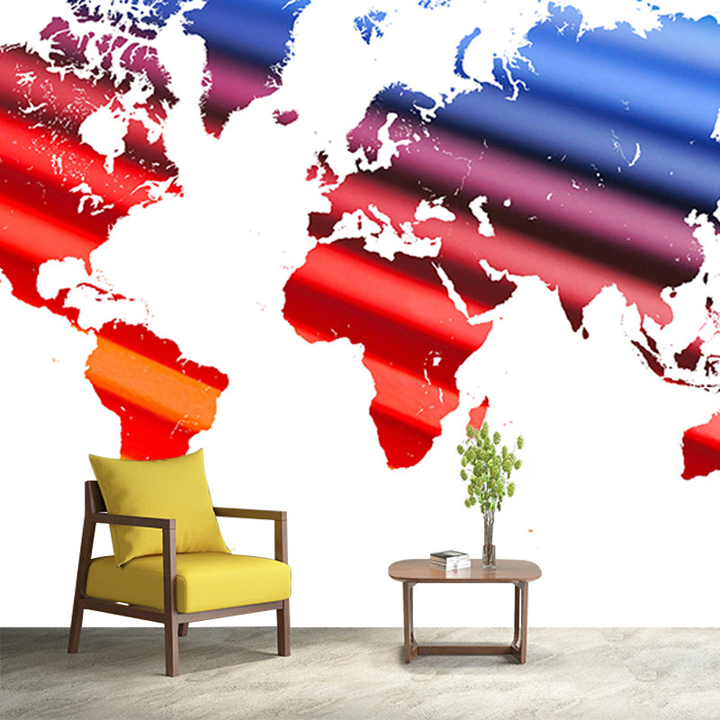 Washable Stain Resistant Wall Mural Wallpaper World Map Sitting Room Wall Mural