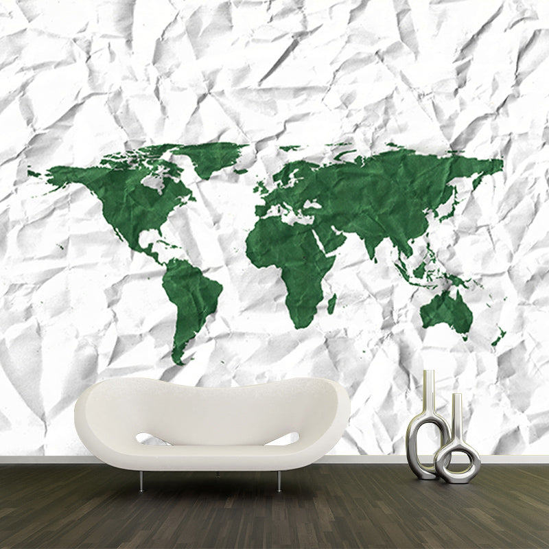 World Map Mildew Resistant Mural Wallpaper Illustration Sleeping Room Wall Mural