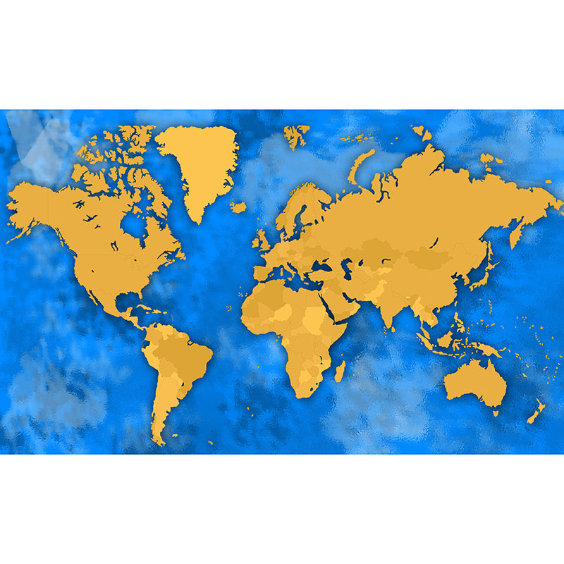 Illustration Stain Resistant Mural Wallpaper World Map Sitting Room Wall Mural